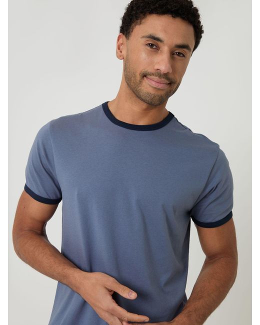 Threadbare Blue Contrast Binding Short Lounge Set for men