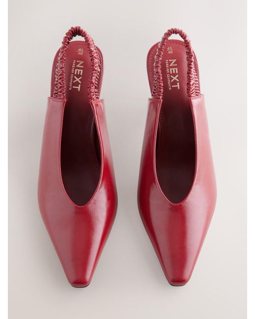 Next Pink Pointed Toe High Cut Slingback Heels