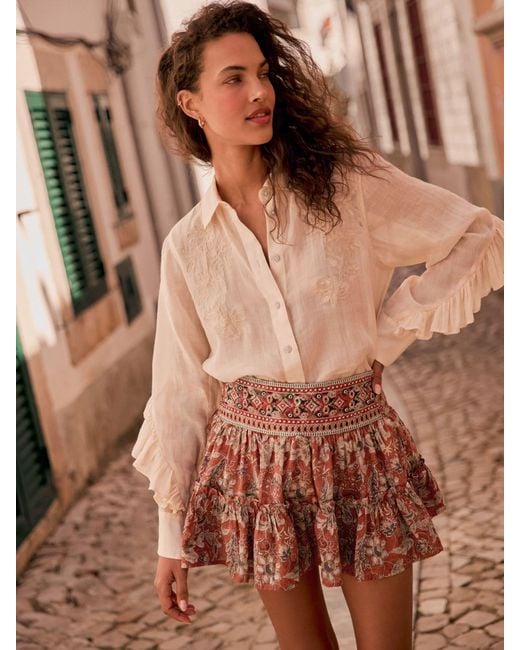 Next White Boho Rara Mini Skirt