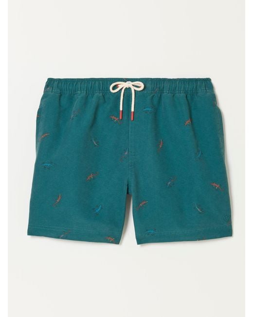 FatFace Blue Fatface Lizard Printed Swim Shorts for men