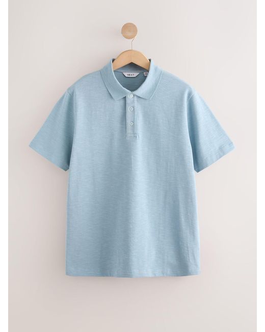 Next Blue 100% Cotton Short Sleeve Slub Polo Shirt for men