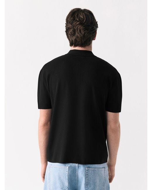 Next N. Premium Relaxed Fit Kurzarm-Strickpolohemd in Black für Herren