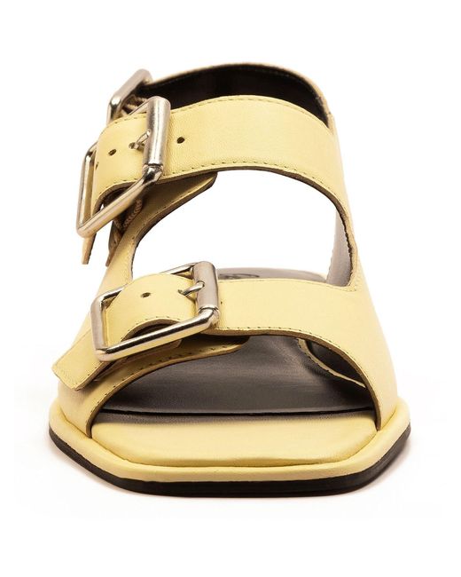 OFF THE HOOK Metallic Baker Slingback Double Strap Leather Flat Sandals