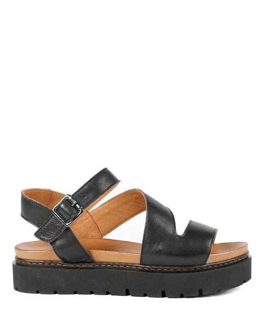 Pavers Black Bellissimo Leather Platform Sandals