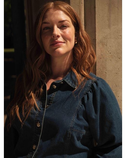 JD Williams Blue Volume Sleeve Button Through Denim Shirt