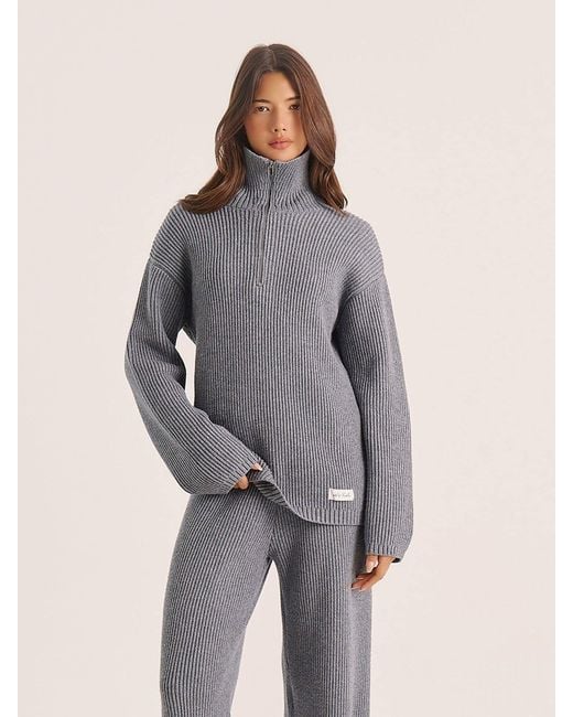 4th & Reckless Gray Bethanie Zip Knit Jumper