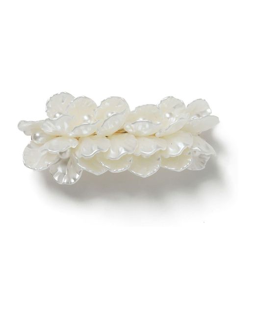 Aela White Flower Pearl Hair Barrette Clip