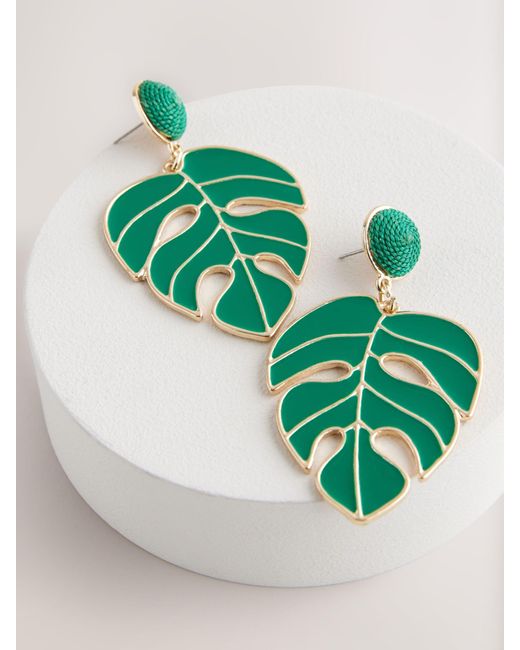 Next Green Palm Leaf Statement Earringseinheitsgröße