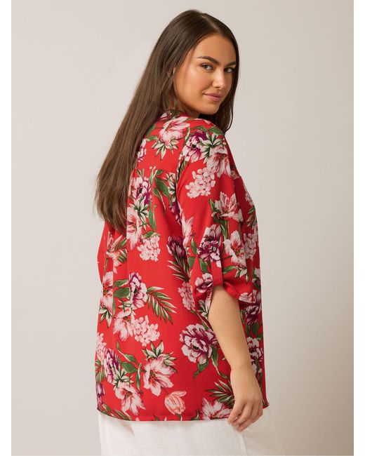 Evans Red Button Detail Blouse