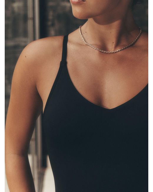 Speedo Black Solid V-Neck Swimsuit