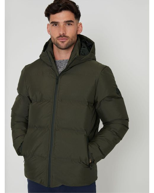 Threadbare Gray Showerproof Hooded Puffer Coat for men