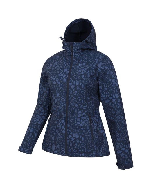Mountain Warehouse Blue Exodus Printed Water Resistant Softshell Jacket