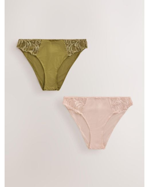 Next Natural Ecru Embroidered Knickers 2 Pack