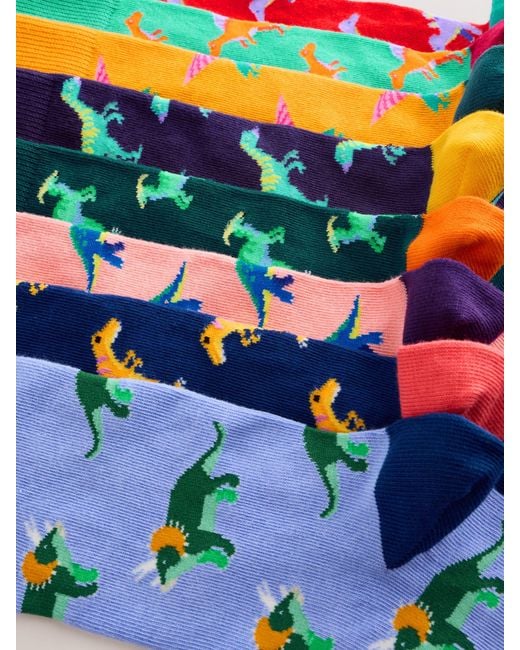 Next White Bright/ Dinosaur Pattern Socks 8 Pack for men