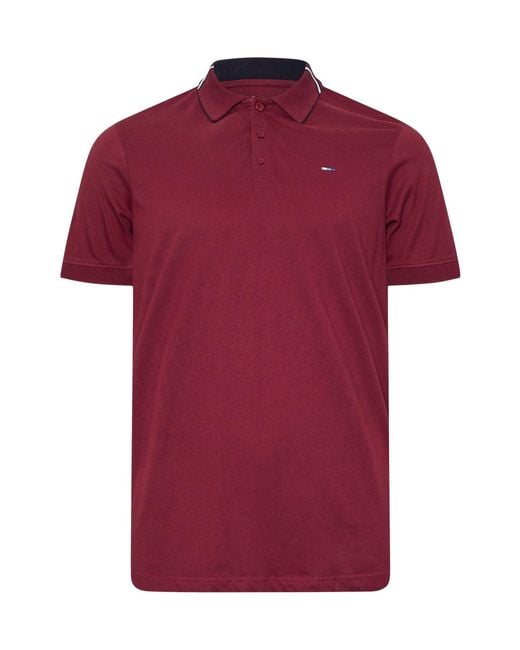 BadRhino Big & Tall Red 100% Cotton Jacquard Polo Shirt for men