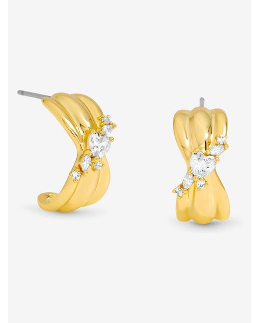 Jon Richard Metallic Plated And Crystal Half Hoop Earrings