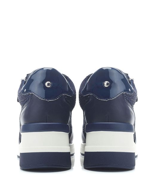 Moda In Pelle Blue Brookie Glitz Turnschuhe Mit Seitlichem Reißverschluss Und Keilabsatz