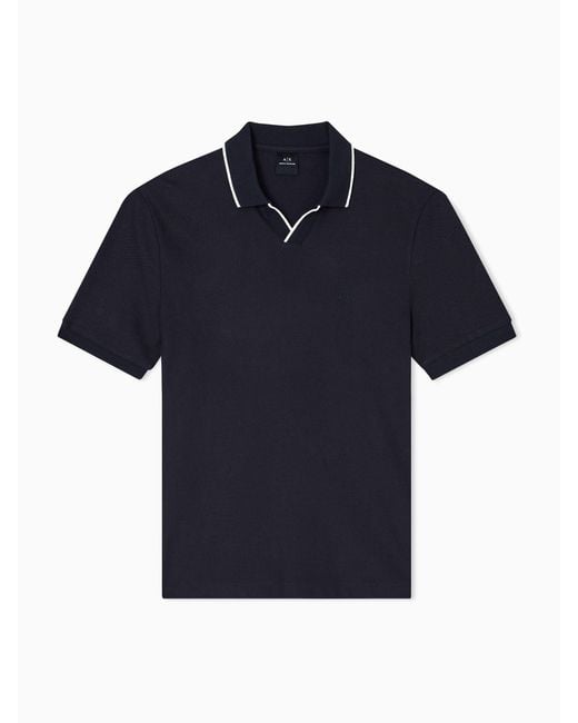 ARMANI EXCHANGE Blue Regular Fit Logo Polo Shirt for men