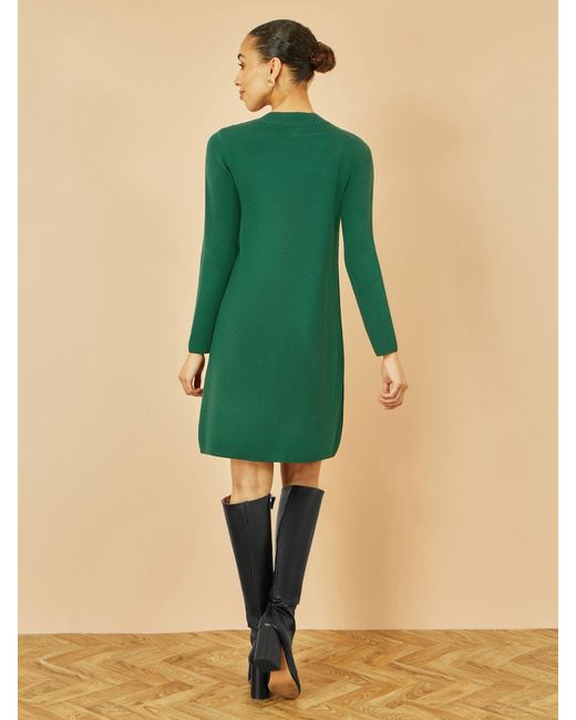 Yumi' Green Knitted Tunic Dress With Hardware Details