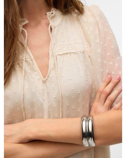 Vero Moda Blue Short Sleeve Dobby Blouse