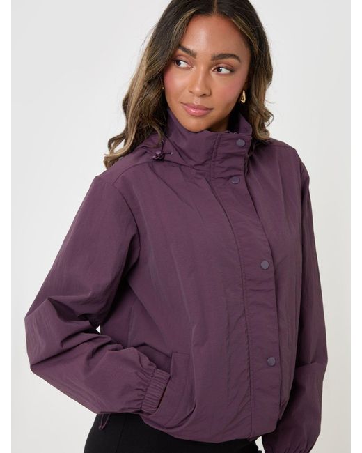 Threadbare Purple Showerproof Funnel Neck Windbreaker