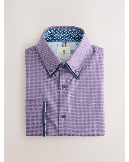 Next Regular Fit Trimmed Formal 100% Cotton Oxford Shirt in Purple für Herren