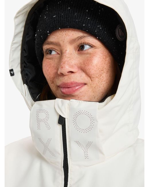Roxy White Monochrome Free Jet Block Ski Jacket