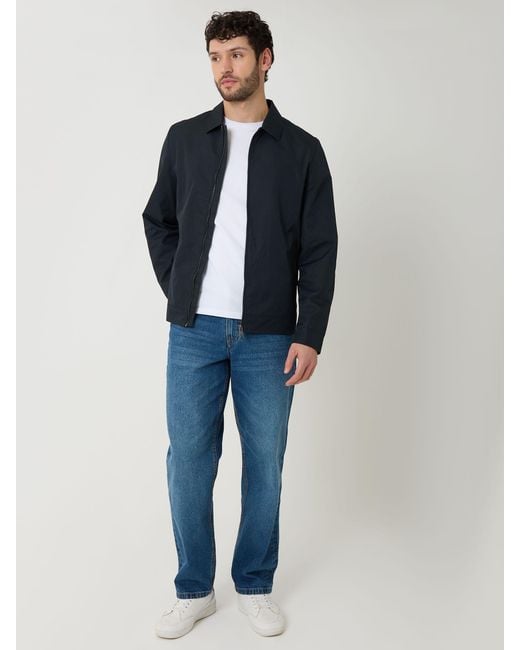 Threadbare Blue Showerproof Lightweight Collared Zip Through Jacket for men