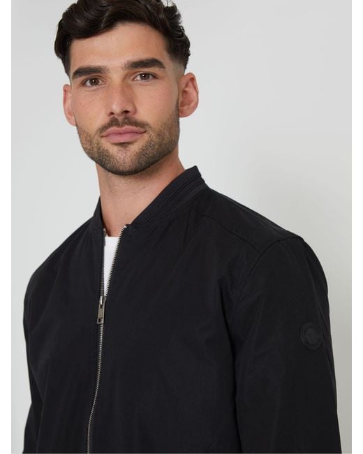 Threadbare Black Showerproof Classic Bomber Jacket for men