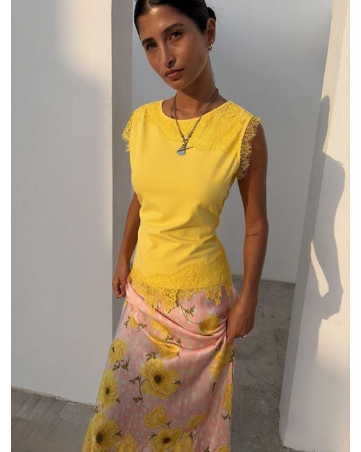 Never Fully Dressed Yellow Lace Insert Top