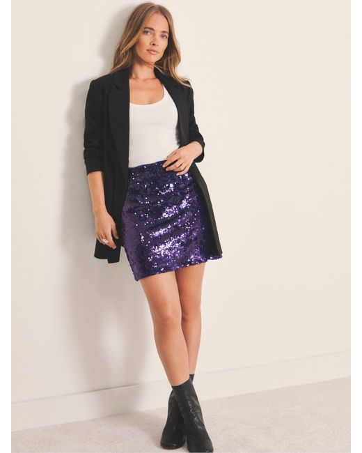 Simply Be Blue Sequin Mini Skirt