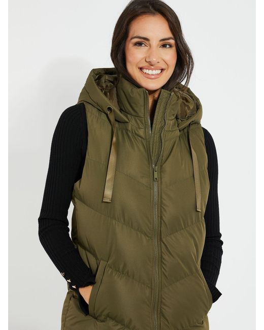 Threadbare Green Lang Geschnittene, Wattierte Weste