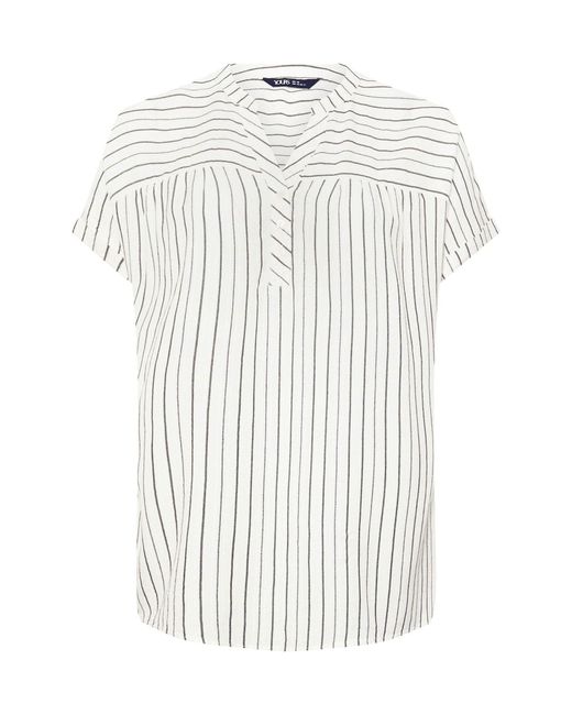 Yours Curve White Gestreifte Bluse Mit Eingekerbtem Ausschnitteu 58-60 (Uk 30-32)