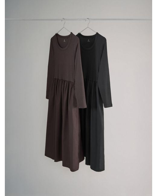 The Set Women's Black 2 Pack Long Sleeve Jersey Woven Mix Dresses