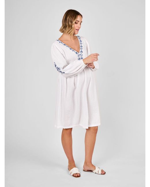 sachin and babi light blue dress Jojo Maman Bébé Women's White Embroidered Textured Maternity Mini Dress