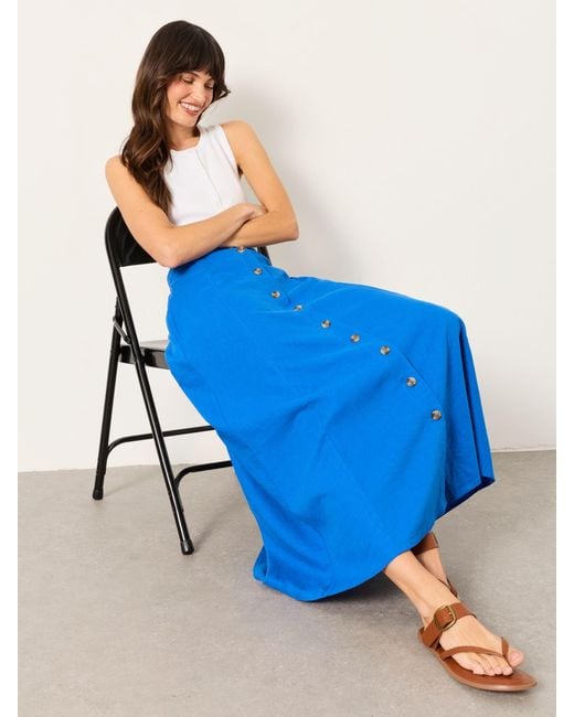 FatFace Blue Fatface Issa Linen Midi Skirt