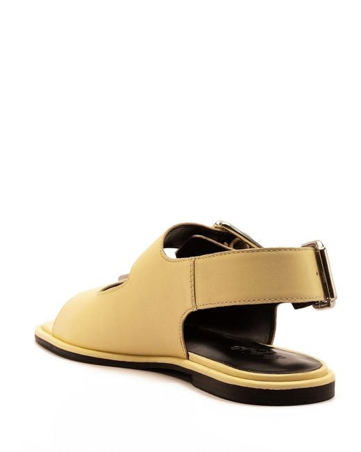 OFF THE HOOK Metallic Baker Slingback Double Strap Leather Flat Sandals