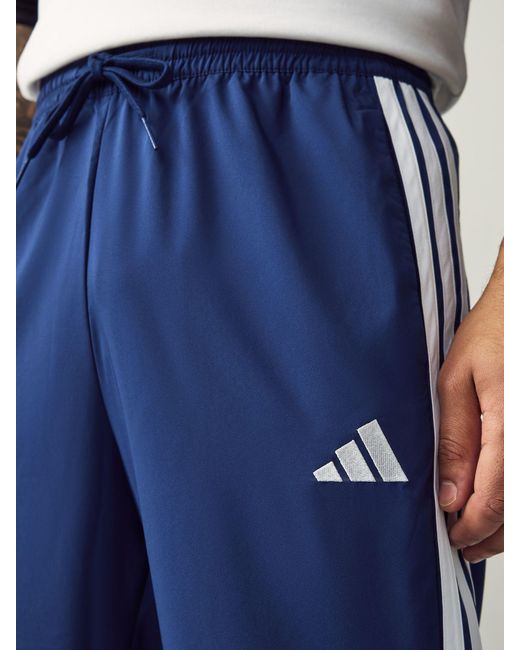 Adidas Blue Essentials 3-Stripes Stanford Open Hem Joggers for men