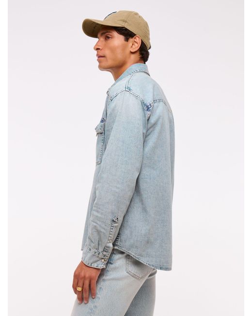 Abercrombie & Fitch Blue Denim Button-Up Shirt for men