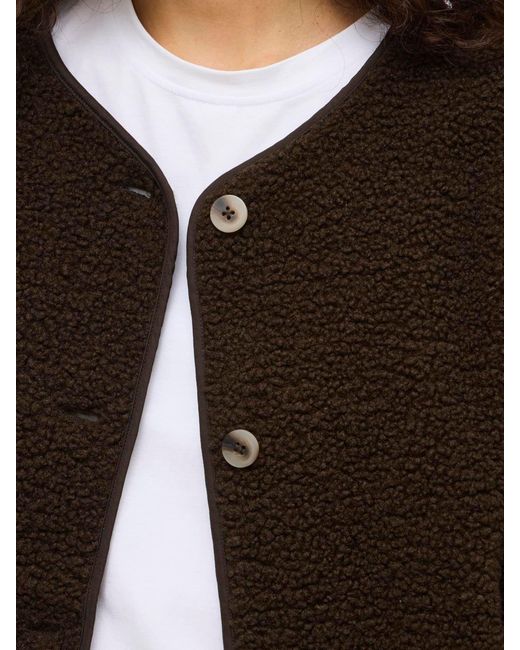 Vila Brown Teddy Collarless Jacket