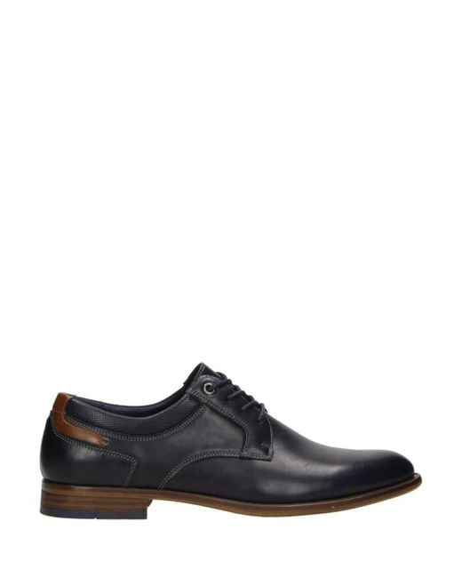 Novo Black Naples Stitch Detail Derby Lace Up Shoes for men