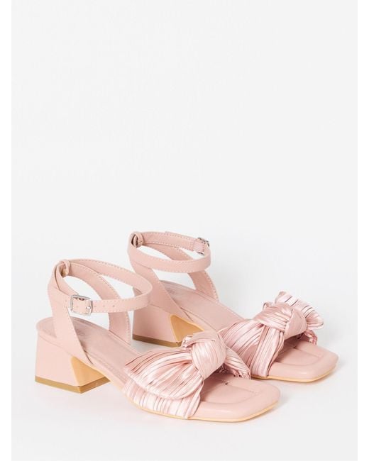 Simply Be Blue Light Wide Fit Side Bow Low Block Heels