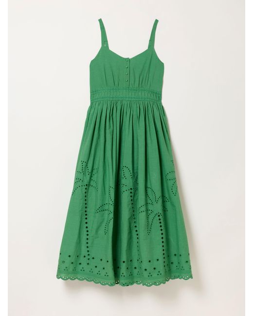 FatFace Green Fatface Teri Embroidered Midi Dress
