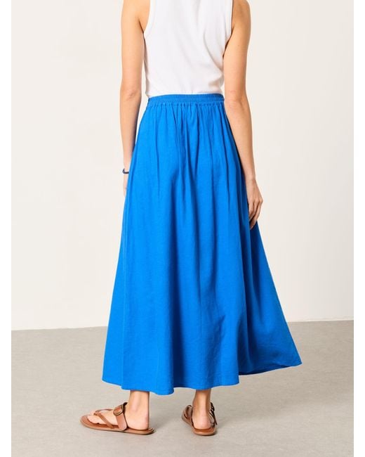 FatFace Blue Fatface Issa Linen Midi Skirt