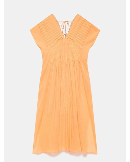 Mint Velvet Orange Pleated 100% Cotton Maxi Dress
