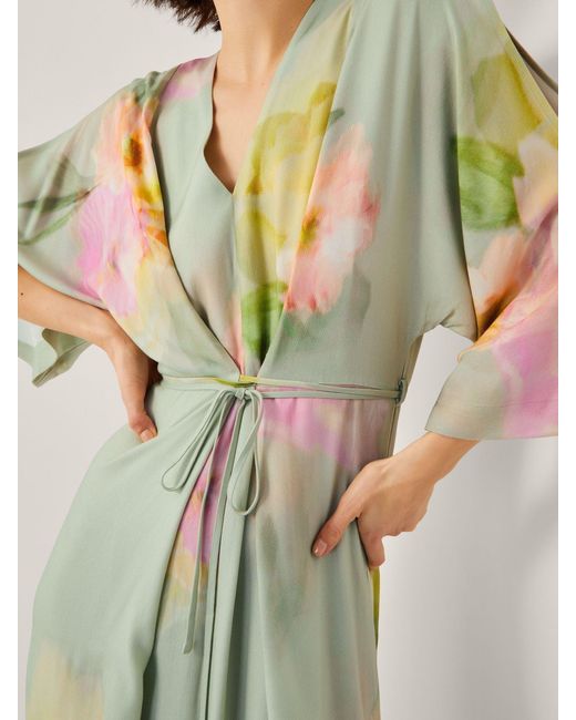 Monsoon Green Jane Floral Print Midi Dress