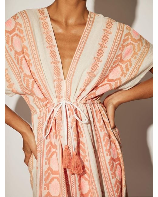 South Beach Pink Jacquard V-Neck Maxi Dress