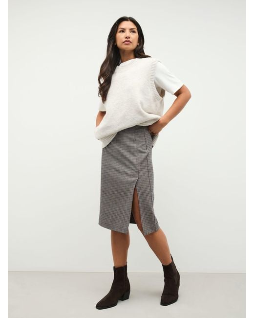 Next Natural Mini Check Pencil Skirt