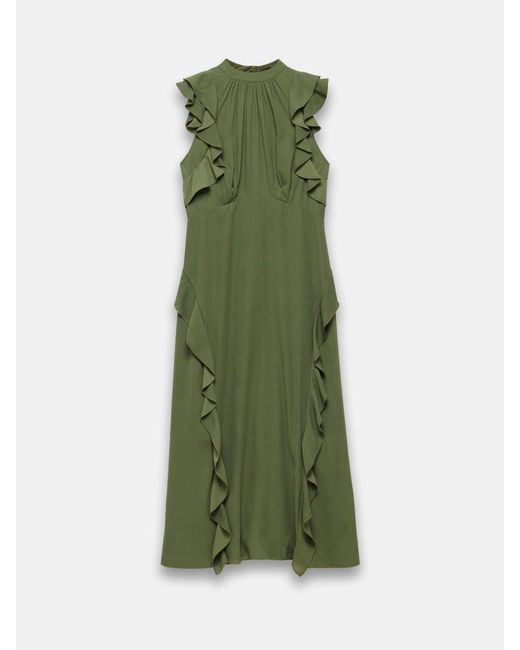 Mint Velvet Women's Green High Neck Ruffle Maxi Dress - coffeafoods.com