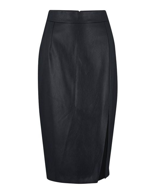 Pour Moi Blue Elise Faux Leather Midi Pencil Skirt